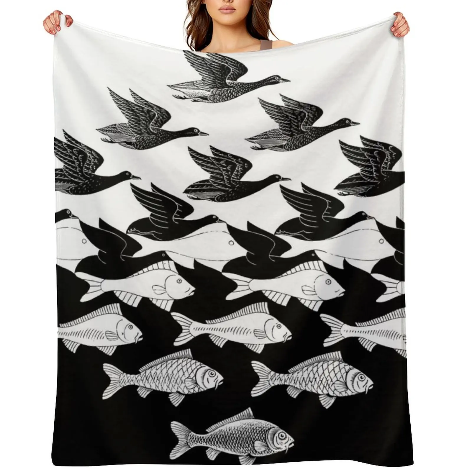 

Escher - Sky and Water Throw Blanket Furrys Plaid on the sofa Thin Personalized Gift Blankets