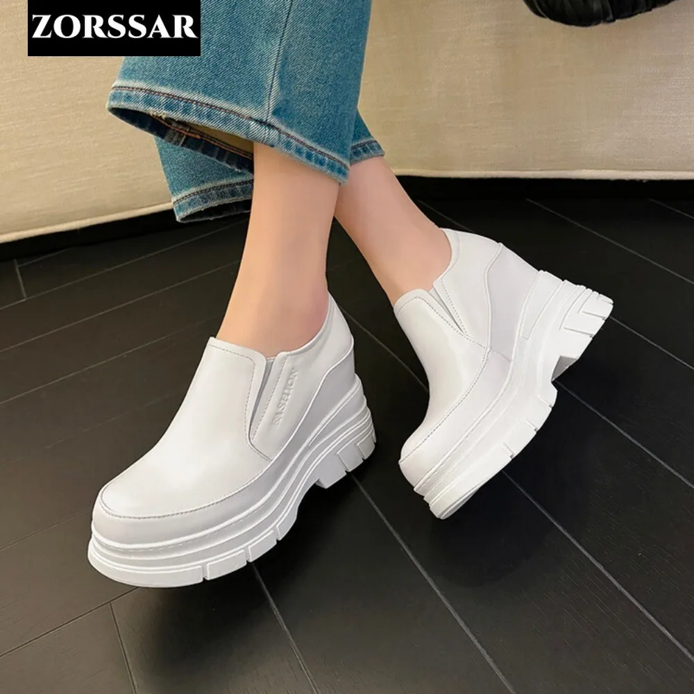 

Woman Fashion Platform Wedge Sneakers for Women 12cm Height Increasing Ladies Walking Slip on Casual Vulcanized Shoes for Women