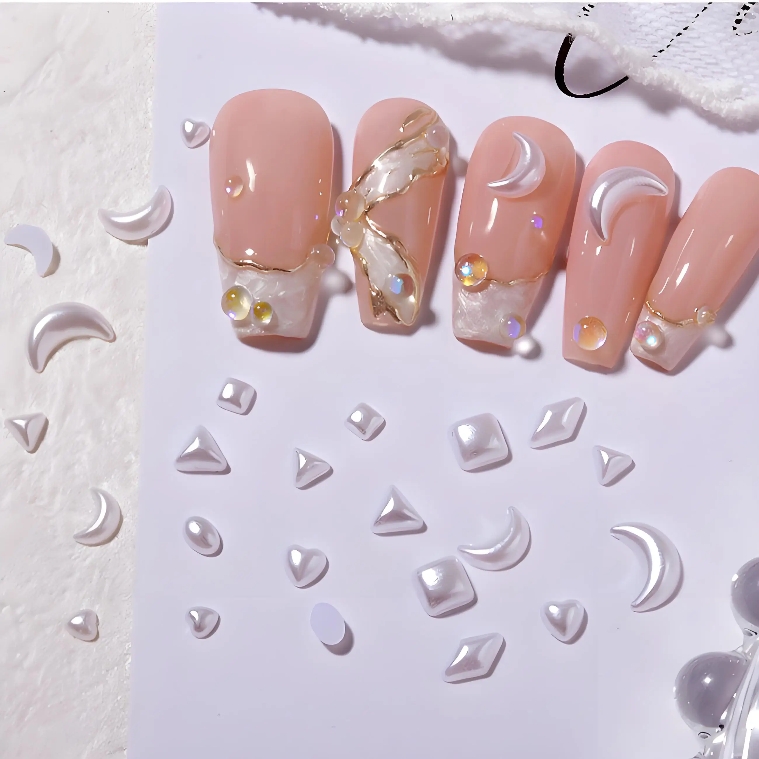 

400PCS Mini 3D Acrylic Nail Art Pearl Accessories Flatback Rhinestone Parts For Nails Decoration Manicure Supplies Material Tool