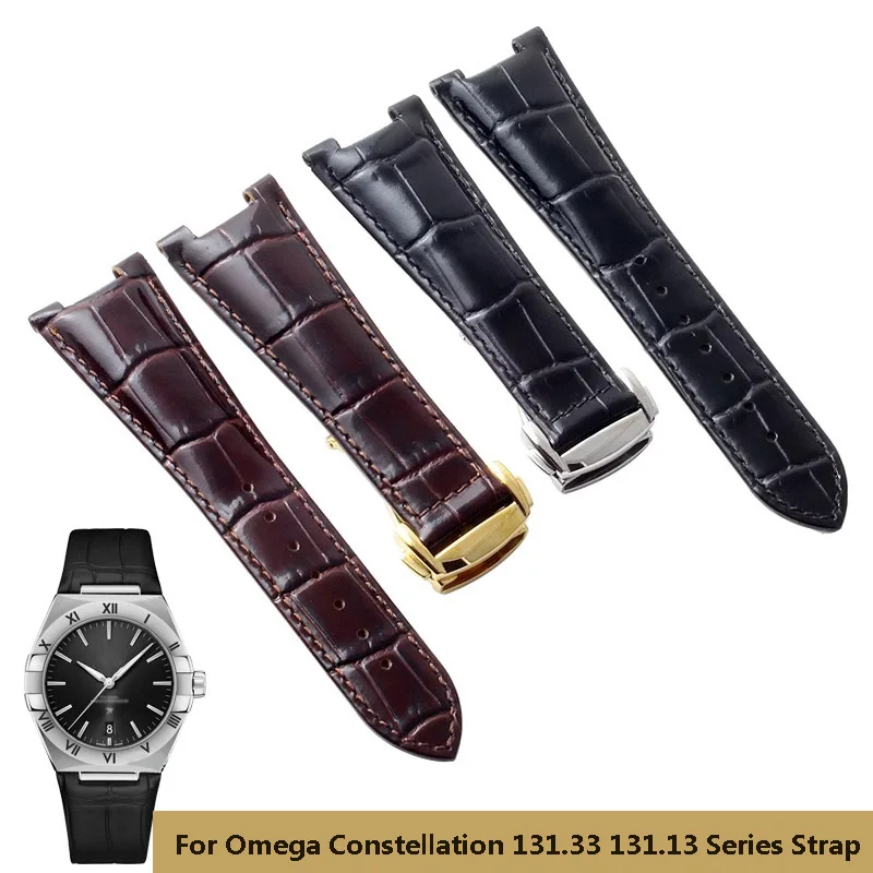 

Genuine Leather Watchband For Omega Constellation 131.33 Series Strap 131.13 Notch 25x13mm 25x14mm Business Men Watch Bracelet