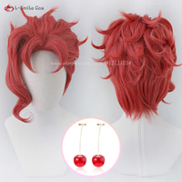 Anime Wigs Kakyoin Noriaki Cosplay Wig Short Red Kakyouin Kakyoin Noriaki Wigs Heat Resistant Synthetic Hair Halloween Wigs