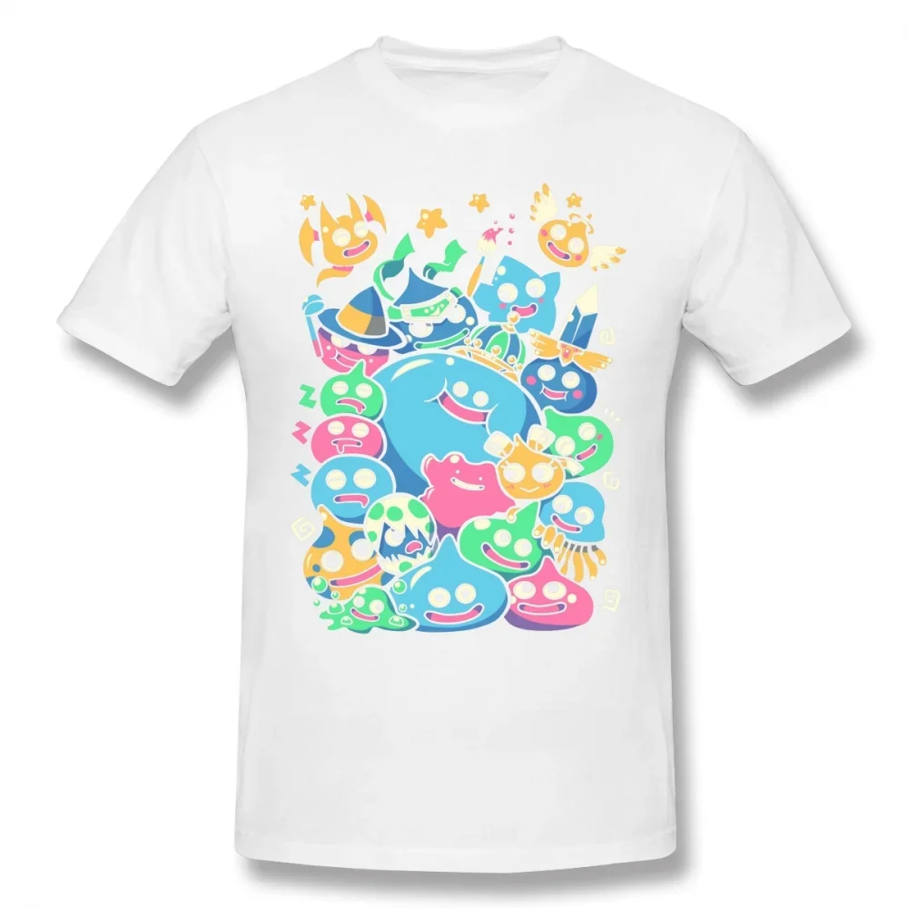 Zwaargewicht Dragon Quest T-shirt Slime Party T-Shirt Grappig Strand Tee Shirt 100% Katoen Gedrukt Man Korte Mouwen Oversize