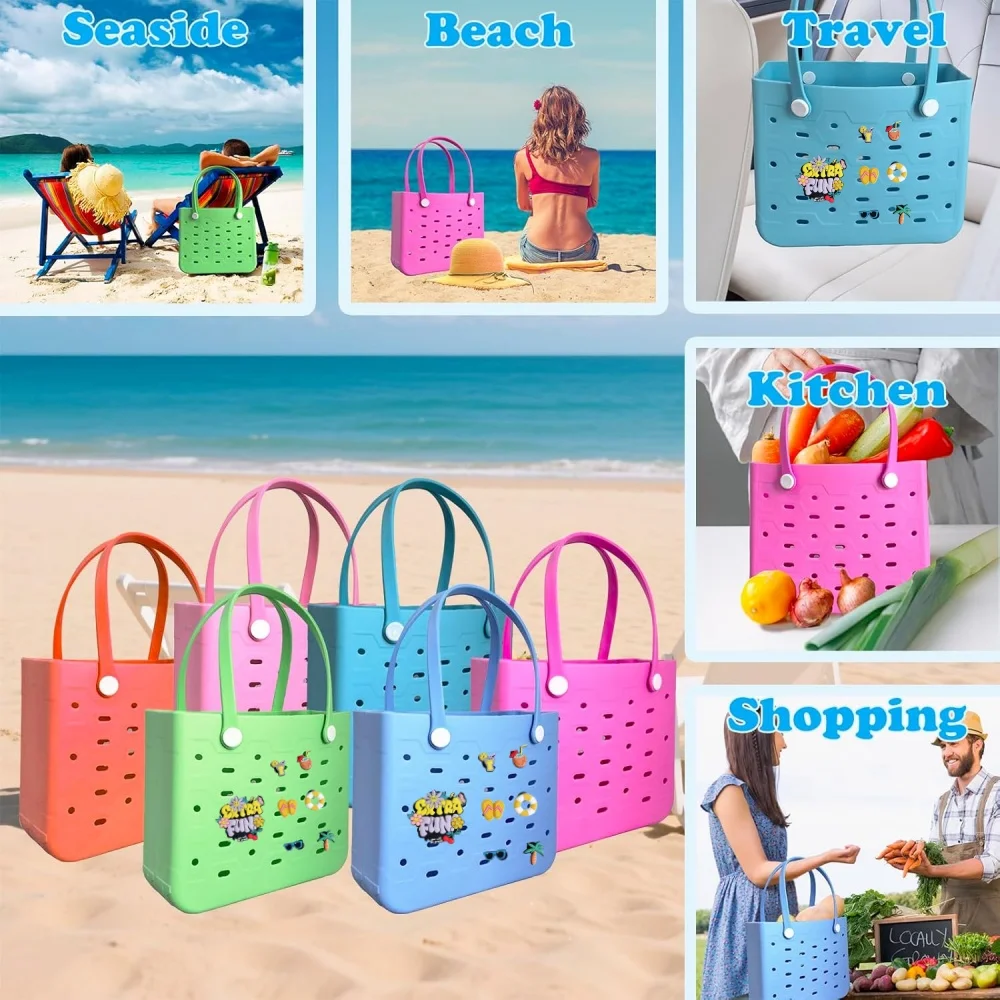 M/L/XL حقيبة شاطئية موضة إيفا مطاط مقاوم للمياه نزهة سلة التخزين السفر حقيبة يد للتسوق المرأة الكتف بلون حمل حقيبة