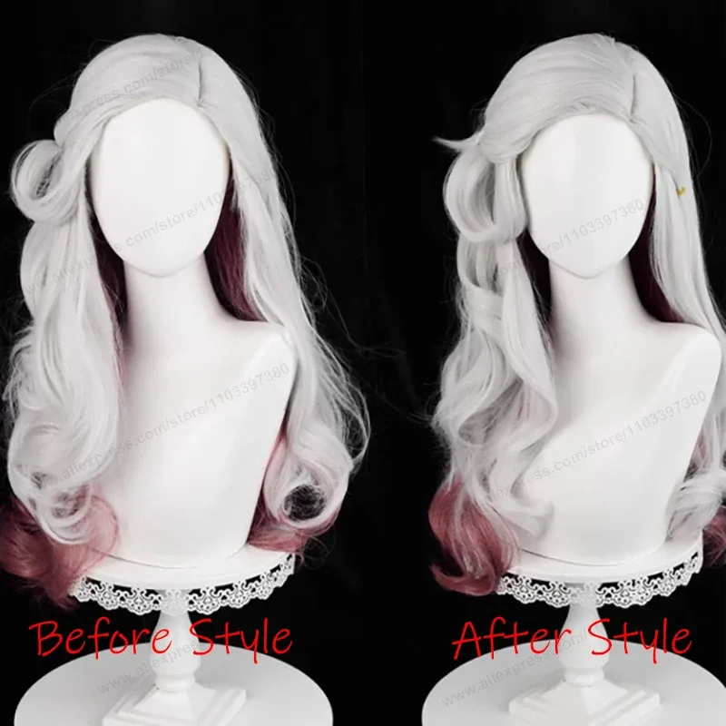 Perruque de cosplay Doomsday Rescuer Ada Mesmer, patient de cas rare, blanc marron rouge, cheveux synthétiques résistants à la chaleur