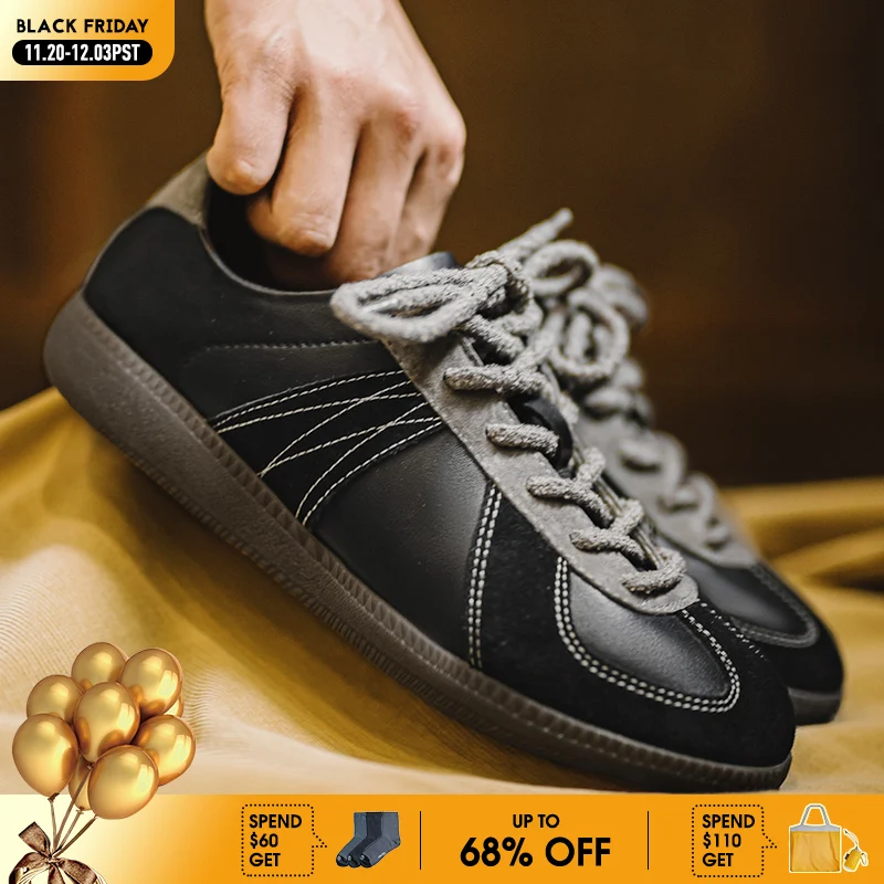 

Maden New Vintage Black Color-Block Training Shoes Men's Spring Low-Top Lace-Up Sneakers Casual Versatile Sporty Board Shoes