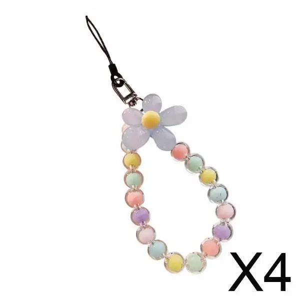 

Милые цветочные бусины, ремешок для телефона, универсальный браслет-подвеска для мобильных телефонов, аксессуары для женщин