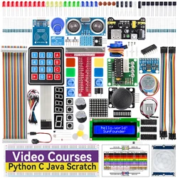SunFounder Starter Kit for Raspberry Pi 5 4B 3B B+ 400, Python C Java Scratch Node.js, Video Courses (Raspberry Pi NOT Included)