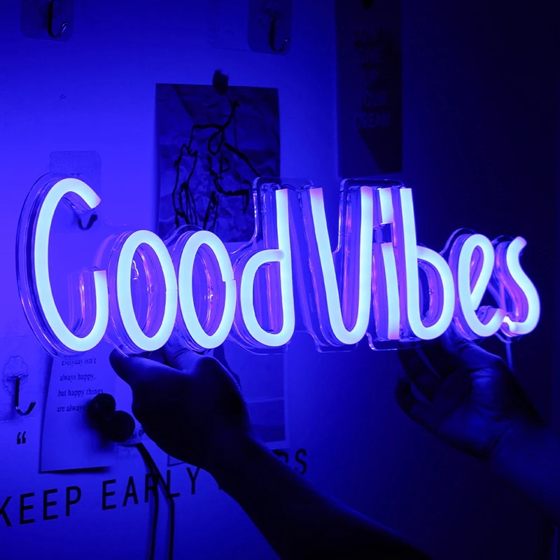 

ineonlife Neon Sign Led Good Vibes Night Lamps Home Game Room Decor Party Wedding Cool Funny Wall Art Decoration gift