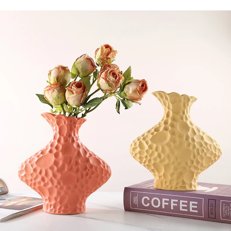 Irregular Texture Ceramic Vase Desktop Frosted Flower Ware Arrangement Hydroponic Home Decoration