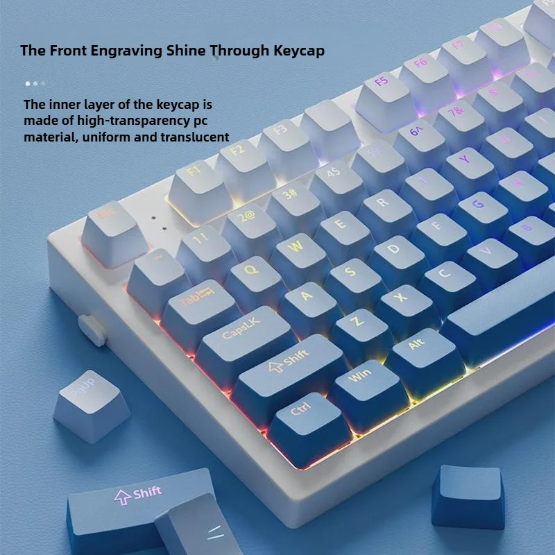 Shine Through Side Printed Keycap OEM Profile PBT Material Gradient Color Personalized Mechanical Keyboard DIY Doubleshot