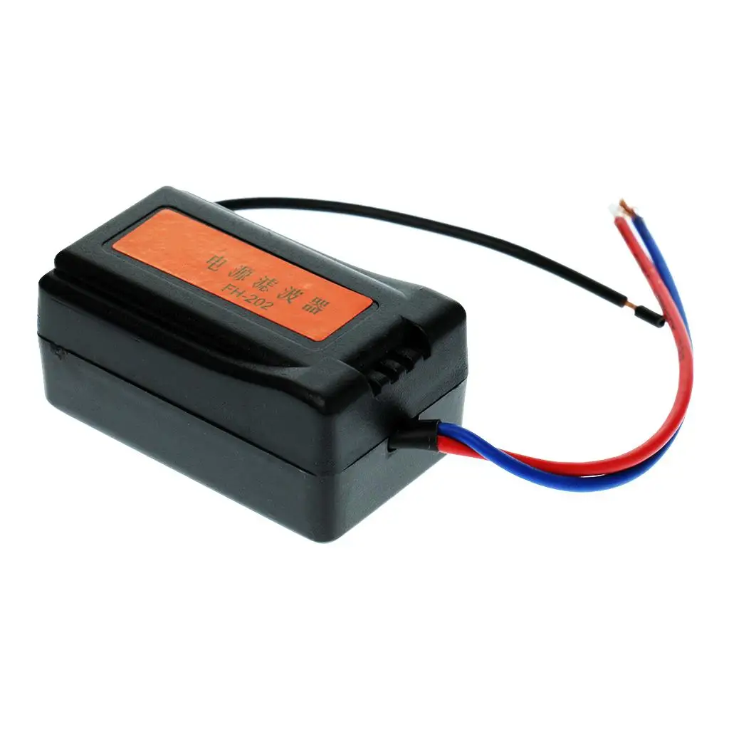 DC12V Power Supply Pre-wired Black Plastic Audio Power Noise Filter for Car