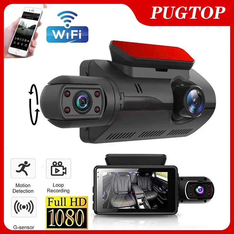 3 pollici 2 lenti anteriore interno Dash Cam per auto 1080P HD videoregistratore per auto WIFI visione notturna G-sensor Dvr fotocamera per auto