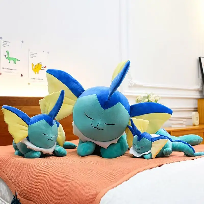 Pokemon Plush New Eevee Evoli Sleep Plush Vaporeon Pikachu Peluche Stuffed Toys Cartoon Soft Doll Gift
