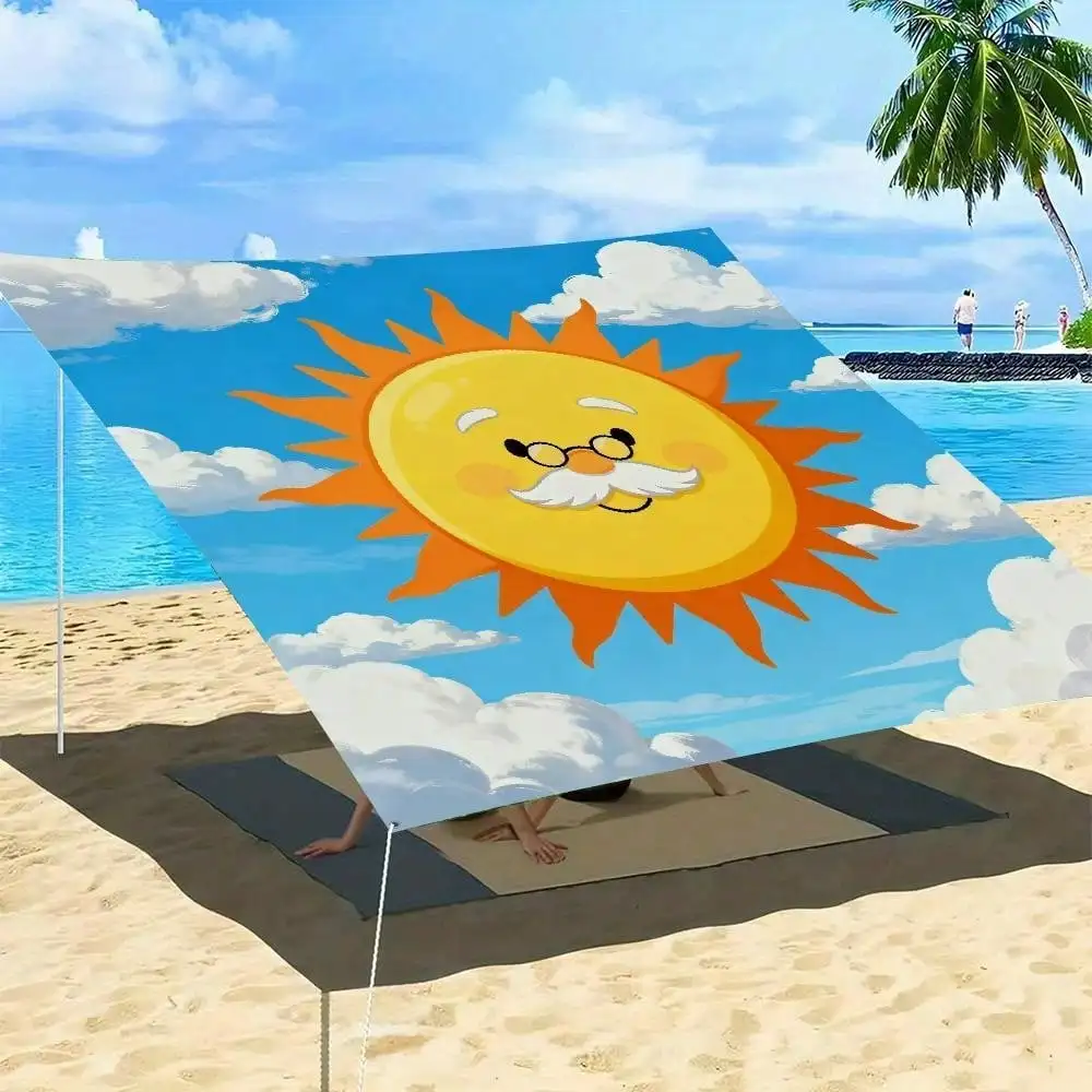 

Sun Cartoon Polyester Beach Sunshade, Fade-Resistant Outdoor Canopy For Garden FQT6