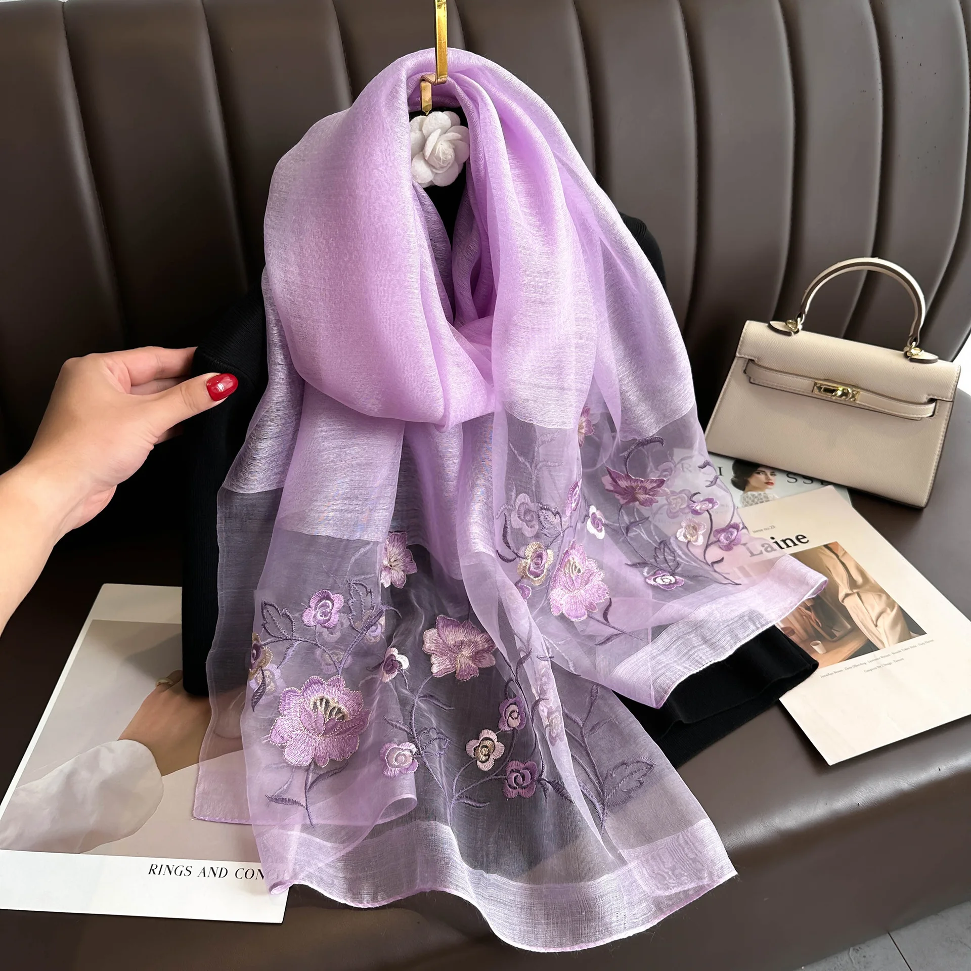 

Luxury Brand Solid Silk wool scarf for Women Shawls Scarves Summer Hijab Fashion Warm Long Bandana Foulard Pashmina Poncho new