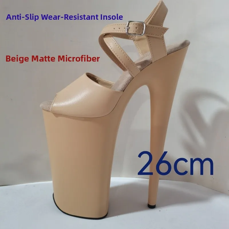 Sexy High Heel Fish Mouth Sandals Stage Show Shoes Waterproof Platform Performance Shoes Low Cut Cross Buckle Fastening Ladie...