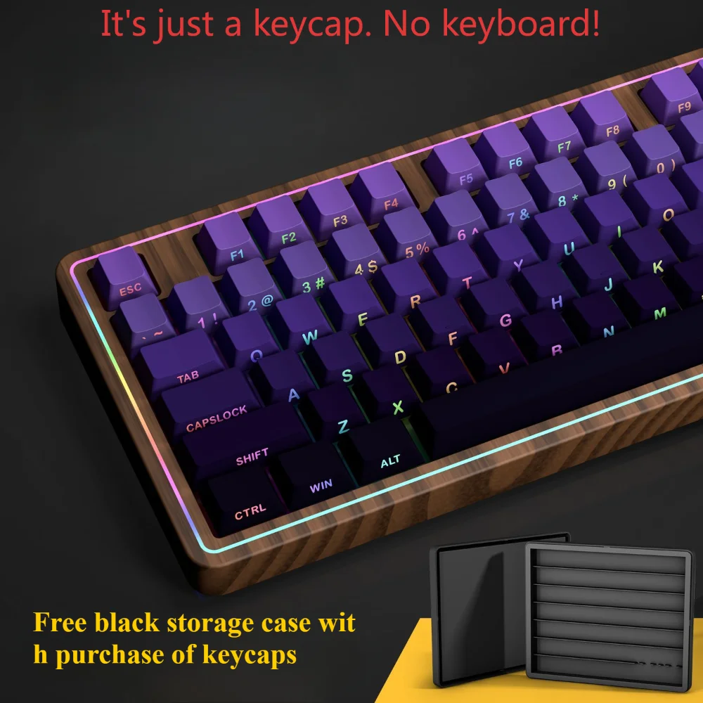 GEFENSI Personalized Gradient Color Side Engraved Translucent Keycaps Cherry PBT 101 Keys For 60/75/87 Mechanical Keyboard Keyca