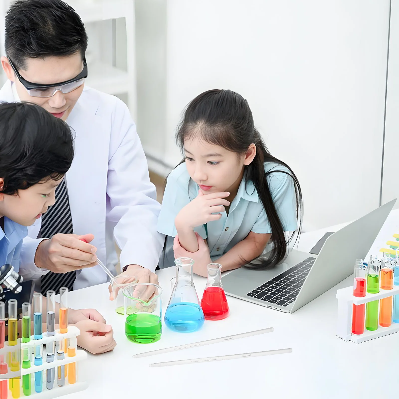 Equipo de aprendizaje de electricidad estática, Kit innovador de varilla de fricción, palo de vidrio, tela, suministros para experimentos de física secundaria, 1 Juego