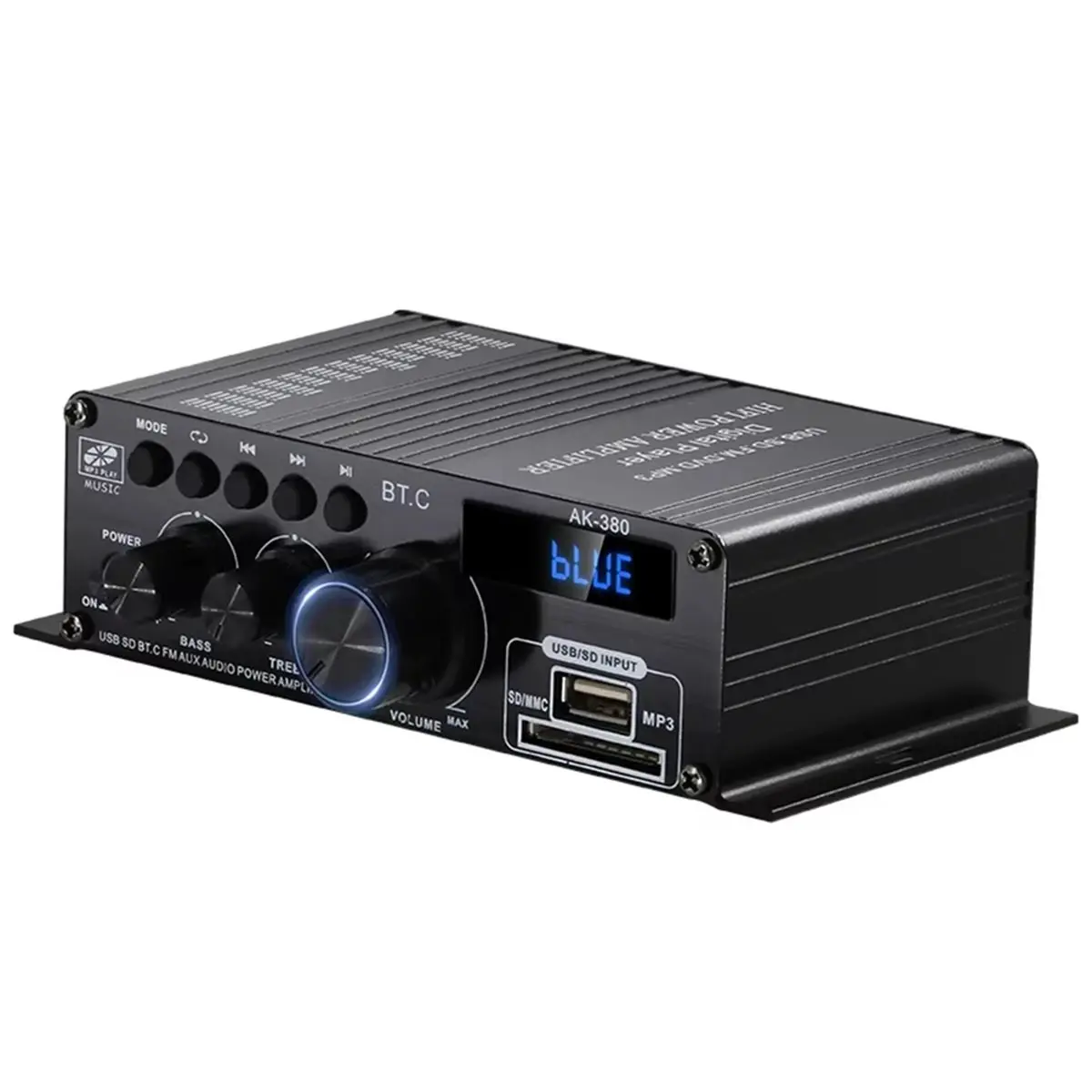 A32I AK380 Bluetooth Digital Amplifier HiFi Audio Karaoke 2 Channel Home Theater Amplifier Class D Amplifier USB SD AUX Input