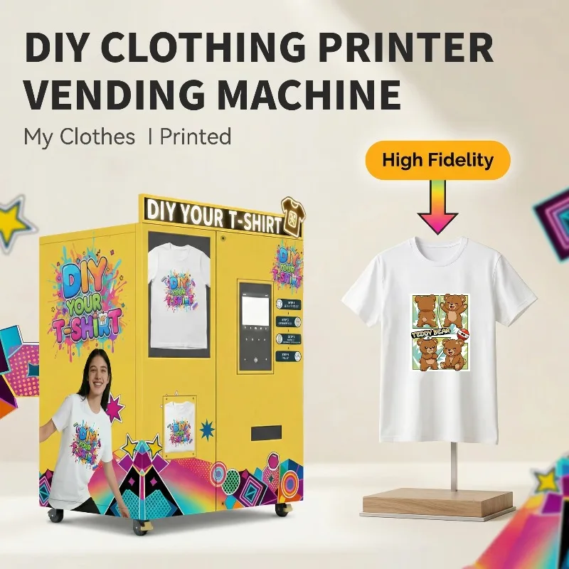 Auto DIY Tshirt Printer T-shirt Printing Machine Custom Creat Tshirt Clothing Vending Machine for Shopping Malls Customized