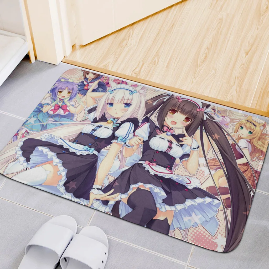 Anime Nekoparas Kawaii Cute Living Room Rug Carpet Flannel Slip Mat Decor Aesthetic Dressing