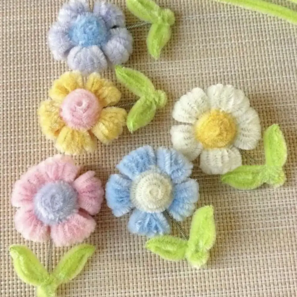 

Cute Plush Twist Stick Material Set Flower with Iron Wire DIY Flower Material Fluffy Cartoon Wool Twist Stick Set Handmade Toy