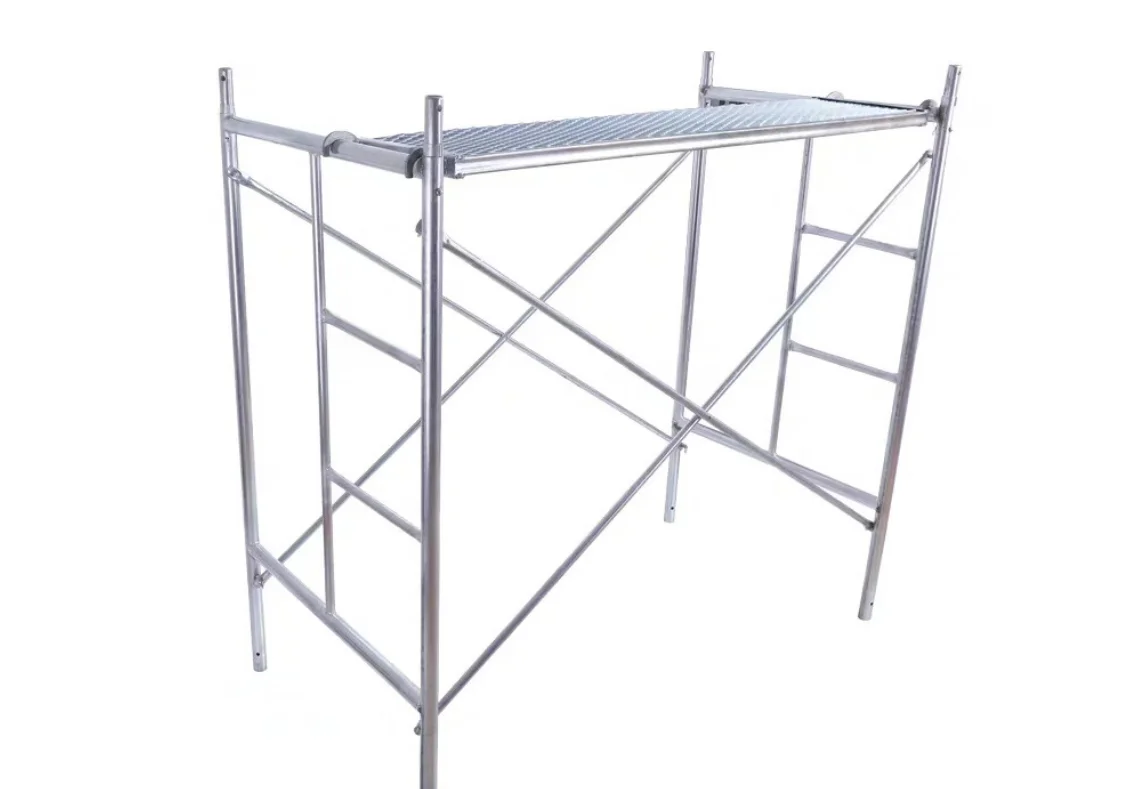 安価な携帯用移動式足場フレーム構造車輪付き亜鉛メッキ伸縮式装飾折りたたみ式はしご足場