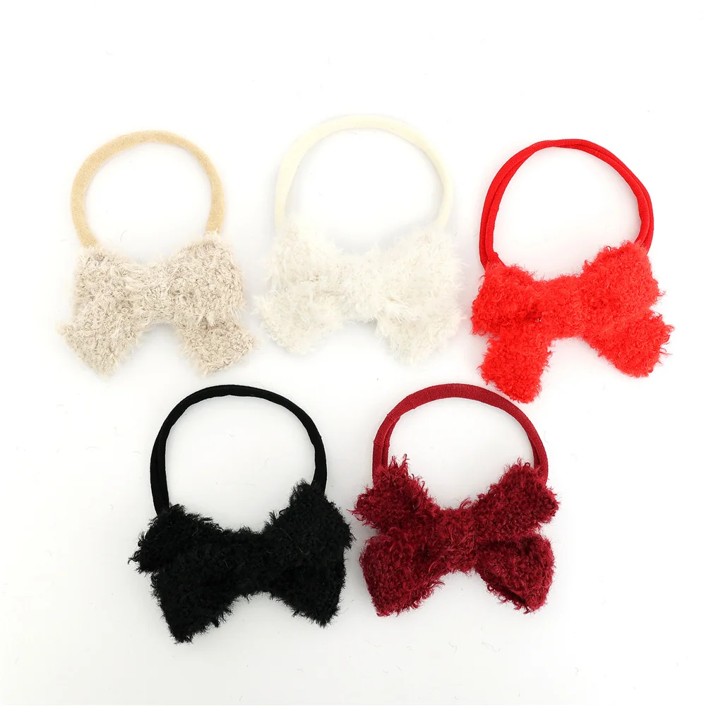 A14YMN Solid color wool Hair Bows Cute Hairpins Girls  Hair headband Barrettes Solid Clip Kids Headwear Fashion Hair Accessories