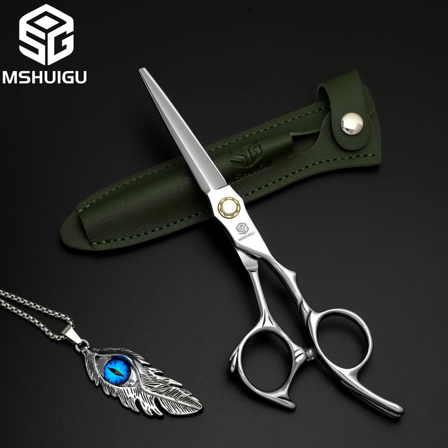 MSHUIGU 6-Zoll professionelle Friseurschere, multifunktionale Effilierschere, umkehrbare Zähne, 440C Stahl, für Familienhaarschnitte – Detail 6
