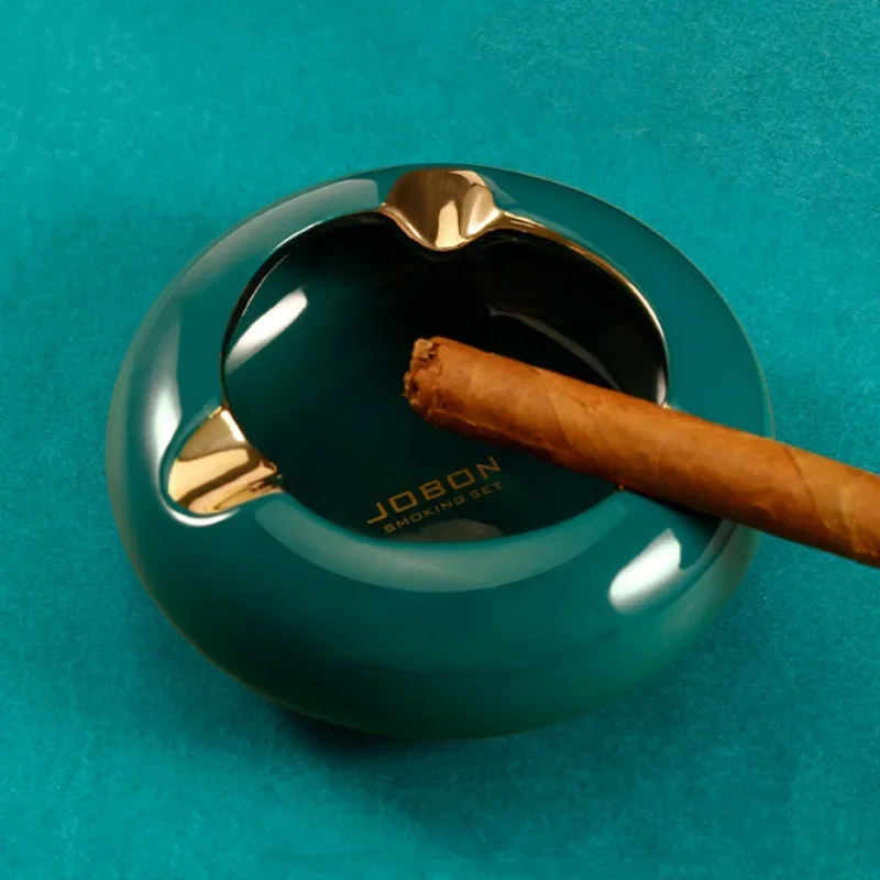 JOBON Cigar Set Butane Gas Lighter High end Ashtray Cigar Clipper Three-piece Set Jade Bottle Cigar Special Lighters Smoking