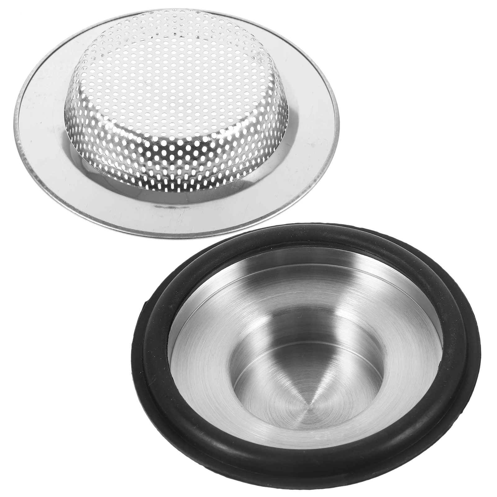 

1 set Kitchen Sink Drain Strainer Garbage Disposal Guard Cover Plug Gasket Stainless Steel Anti Clogging Easy Cleaning