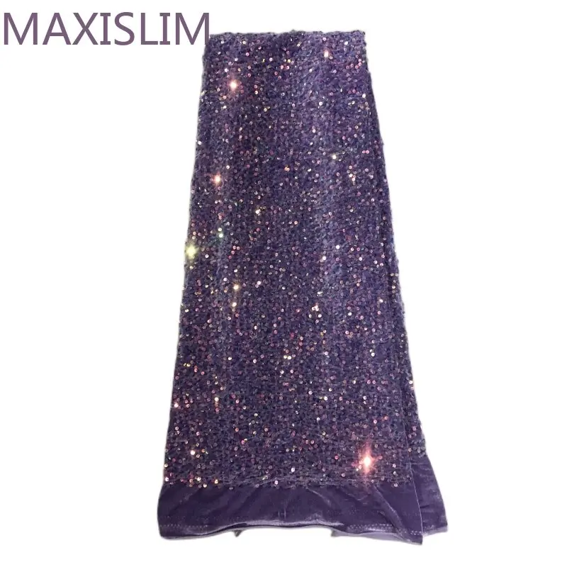 NEW 5MM  Flannel Sequin Fabric Purple Flannelette And Transparent Sequins DIY Sewing High End Dress Halter Tops Wide:125CM