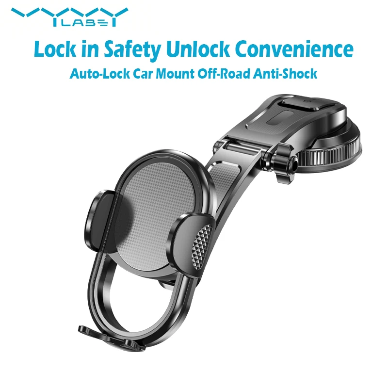 Vyvylabs Faltbarer Auto-Handyhalter Dreifache Adsorption Auto-Lock Fahrzeughalterung Offroad Stoßfest 360° °   Einstellbarer Geräuschunterdrücker für iPhone Xiaomi Huawei Samsung