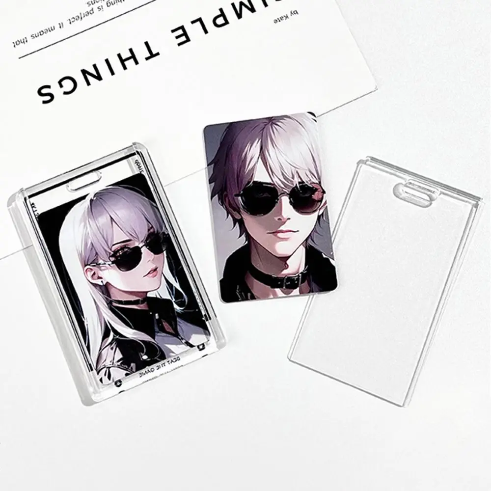 1Pcs Kpop Card Holder Display Transparent Student Card Protector Korean Fashion with String Photocard Holder Student Supplies