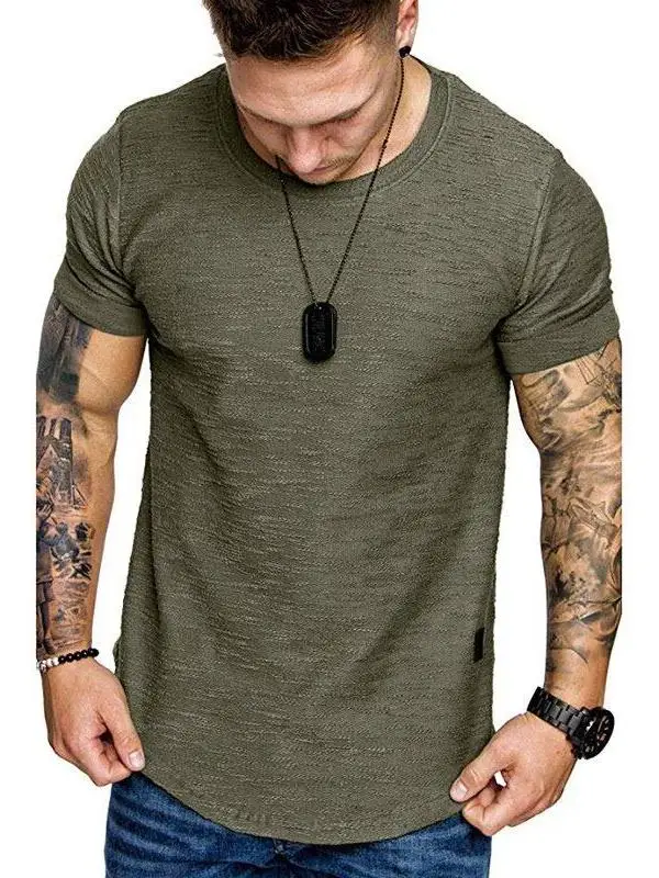Slim Fit Men's T-Shirt Black Top Standard Version Bright Thread Velvet Process PU Leather Short Sleeve round Neck  Color