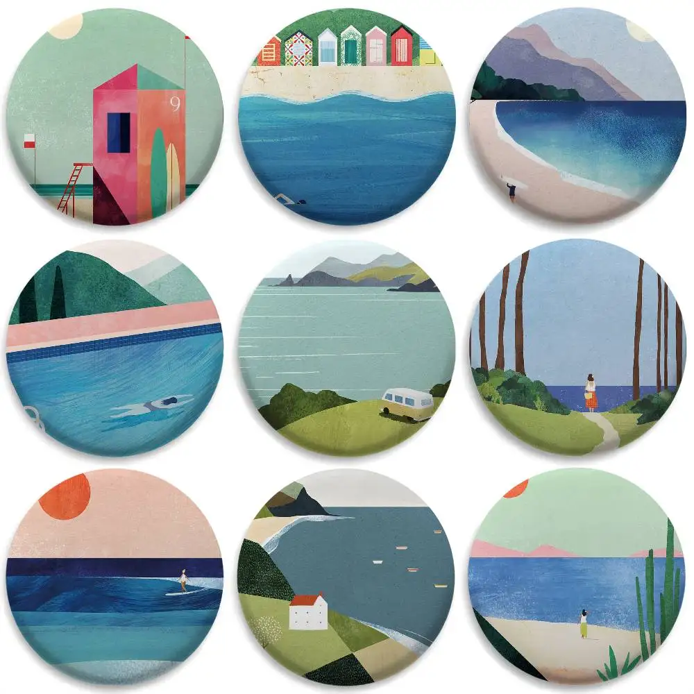 

Simple H-Henry Art Ins Badges Round Exquisite Badge Brooches Creative Pins For Clothes Hat Backpack Gift Accessories