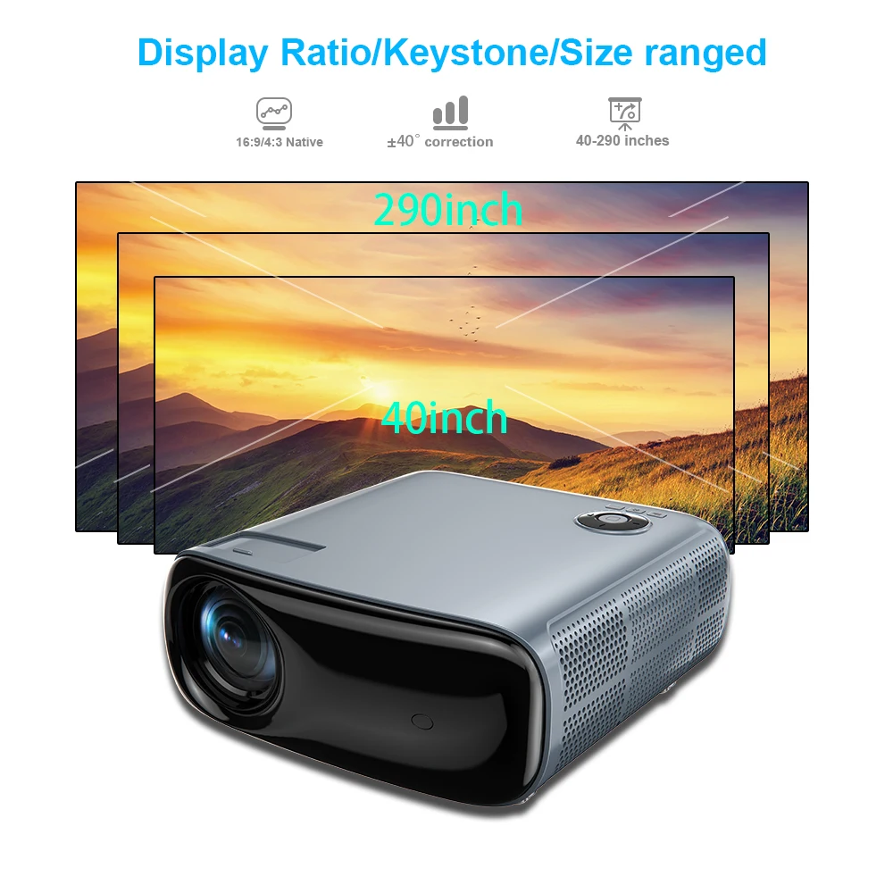 A70 Smart Android 9.0 Projector 900 ANSI Lumens 4K Resolution Projector 5G Wireless Wifi BT Proyector with Voice Assistant