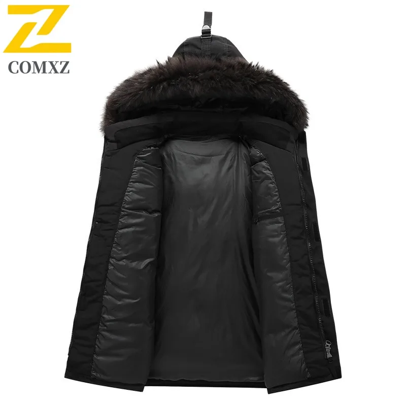 سترة COMXZ للرجال على الطراز الكوري بغطاء للرأس للسفر مقاومة للرياح سترة دافئة بتصميم ياقة ماو خفيفة الوزن ومقاومة للرياح معطف شتوي #3