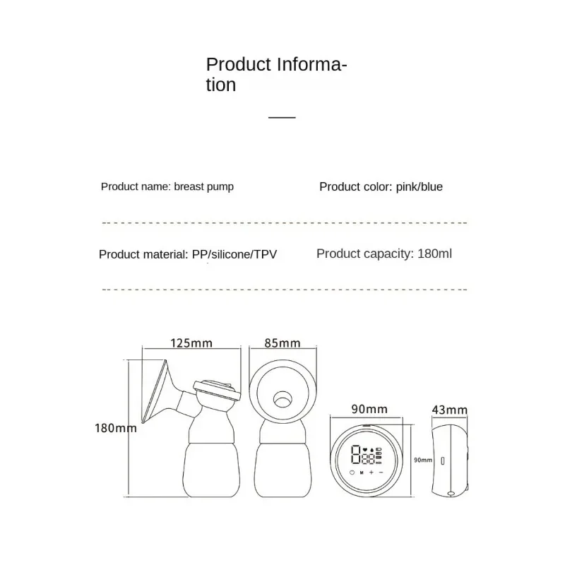 Double Electric Breast Pump Rechargeable Portable Breast Pump Painless Breast Pump with LCD Display Mute Postpartum Lactation