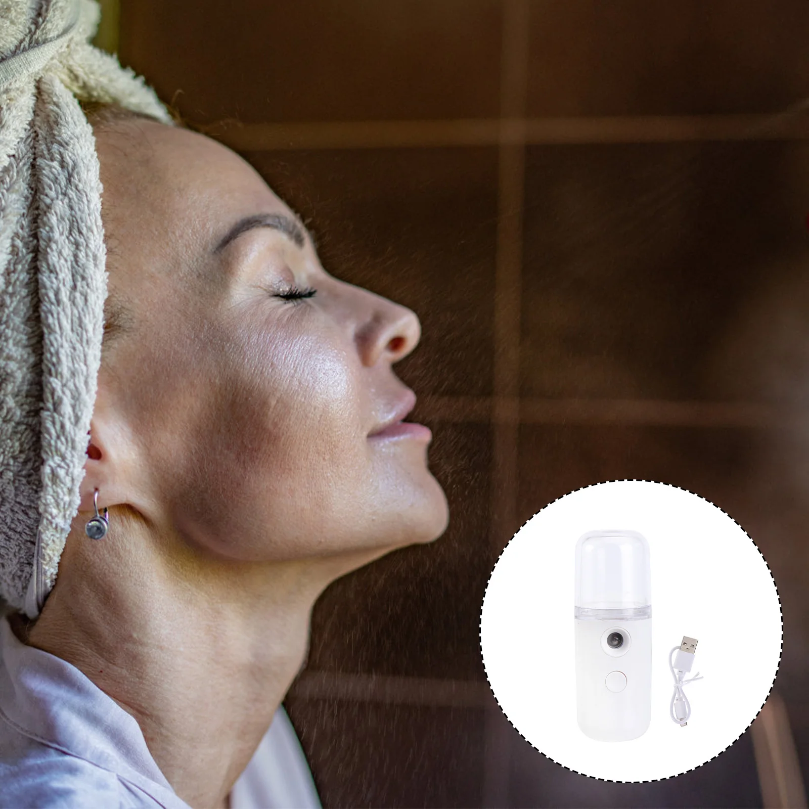 

Mini Facial Misting Sprayer Portable USB Charging Cool Mist Device for Hydrating Skin After Workout Or Makeup Prep White