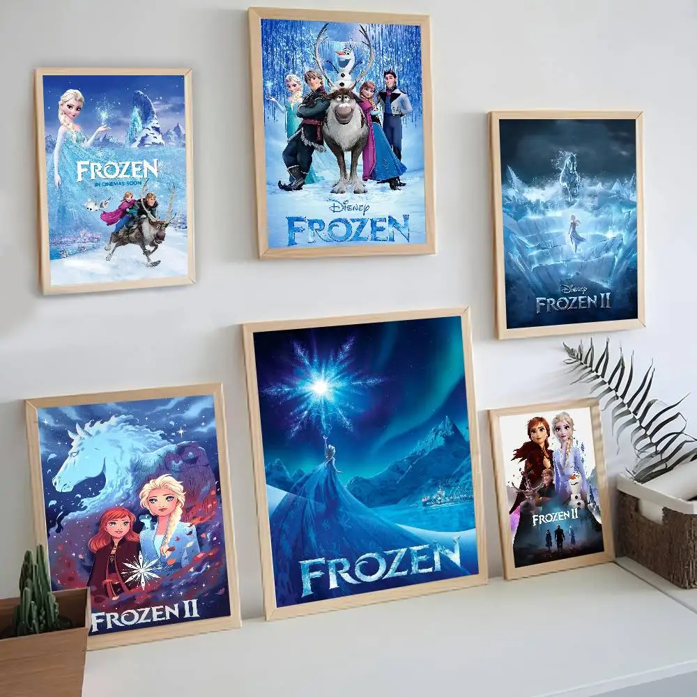 Cartoon-F-Frozenes Anime Posters Sticky HD Quality Wall Art Retro Posters for Home Kawaii Room Decor