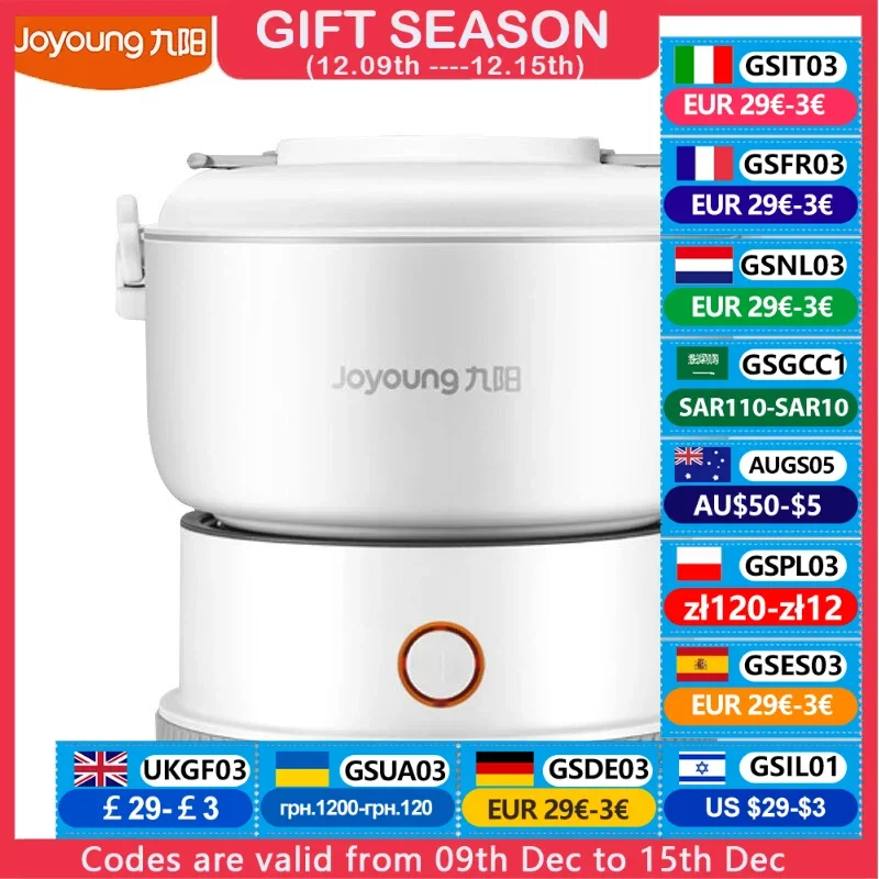 Joyoung HC96 Electric Multi Cooker 1.2L Non-Stick Coating Cooking Pot Foldable Easy To Clean Portable Noodles Hot Pot For Travel