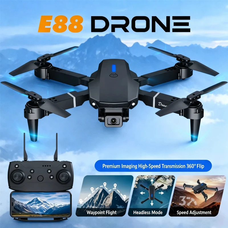 2026年激安販売-e88-4kミニヘリコプタードローン-クアッドコプターおもちゃ-rcシングルカメラ-4kプロ仕様-10kmカメラドローン-おもちゃ