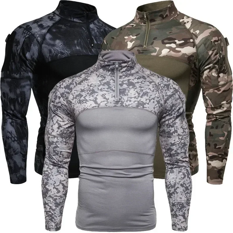 Men\'s Camouflage Long Sleeve T-shirt Fashion Casual Sports Outdoor Military Long Sleeve Shirt