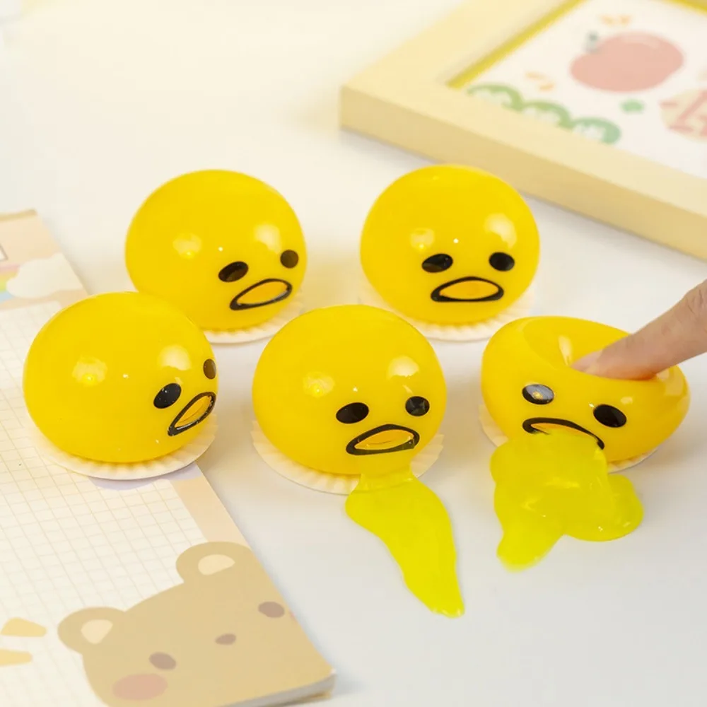 Balle anti-Stress drôle en jaune d'œuf, 2 pièces, jouet à presser pour soulager l'anxiété, jouet sensoriel Squishy Fidget pour enfants et adultes, cadeau Gag