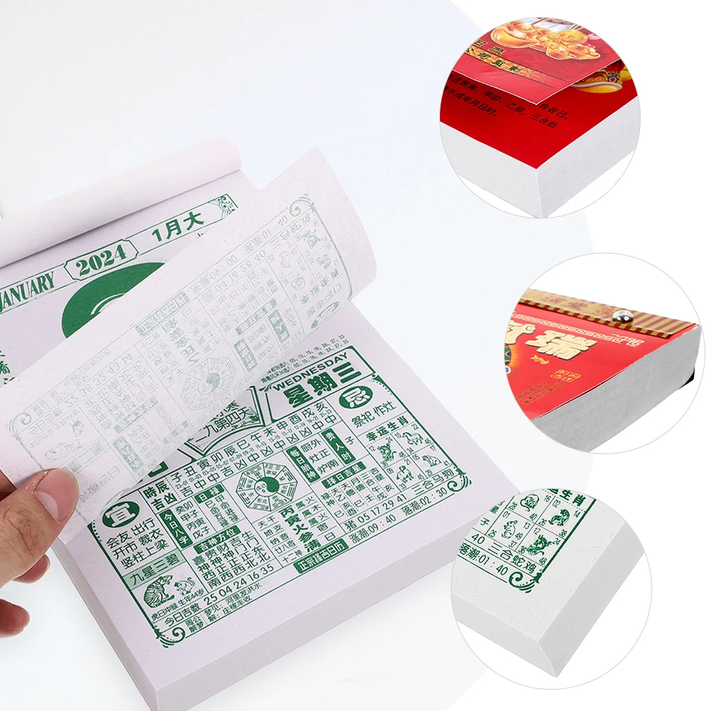 

Китайский традиционный лунный настенный календарь 2024, подвесной лунный календарь, год Дракона, старый стиль, разрываемый декор, настенные лунные календари