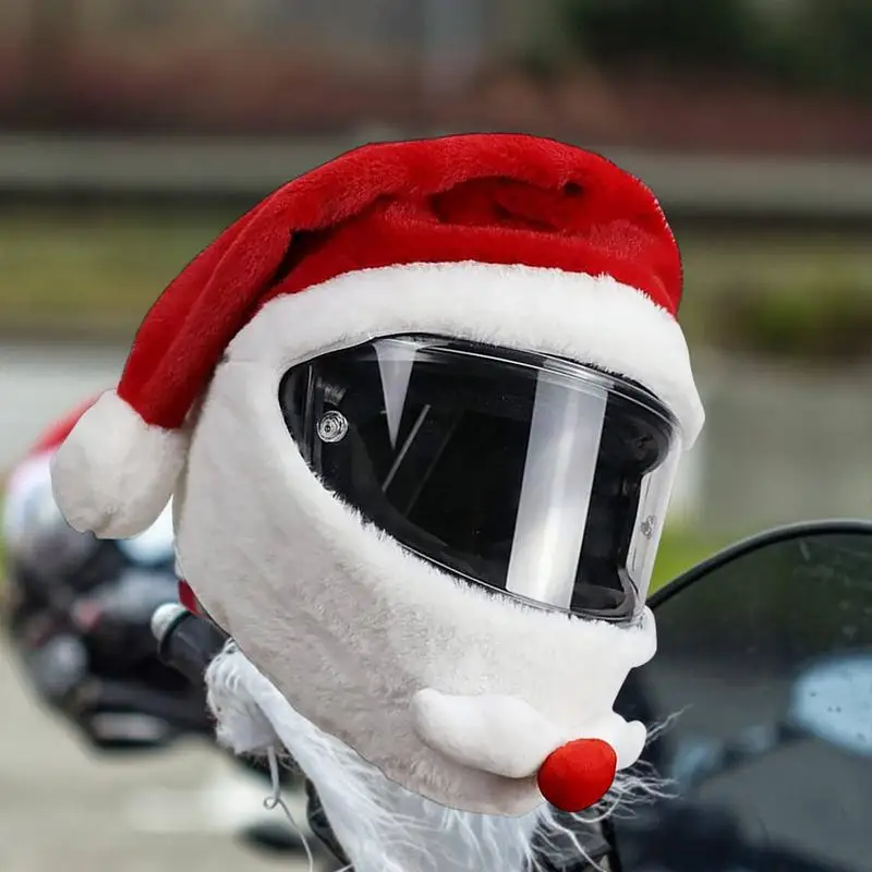 Christmas Cycling Helmet Unisex Full Face Christmas Motorcycle Helmet Hat Motorcycle Hat Funny Fluffy For Motorcycle Lovers