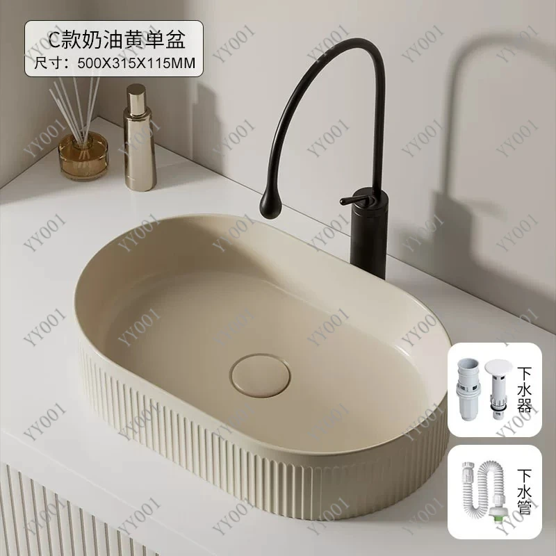 Round Ceramic Bathroom Sink Creative Countertop Wash Basin Bowl