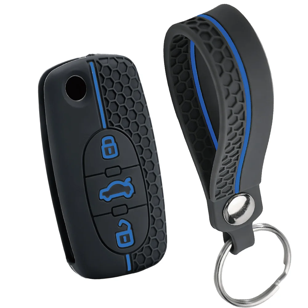 Silicone Keychain For Audi A1 B6 A6 C5 A4 B5 TT 8N A2 A3 Cover Organizer Key Shell Car Key Case Folding Remote Holder