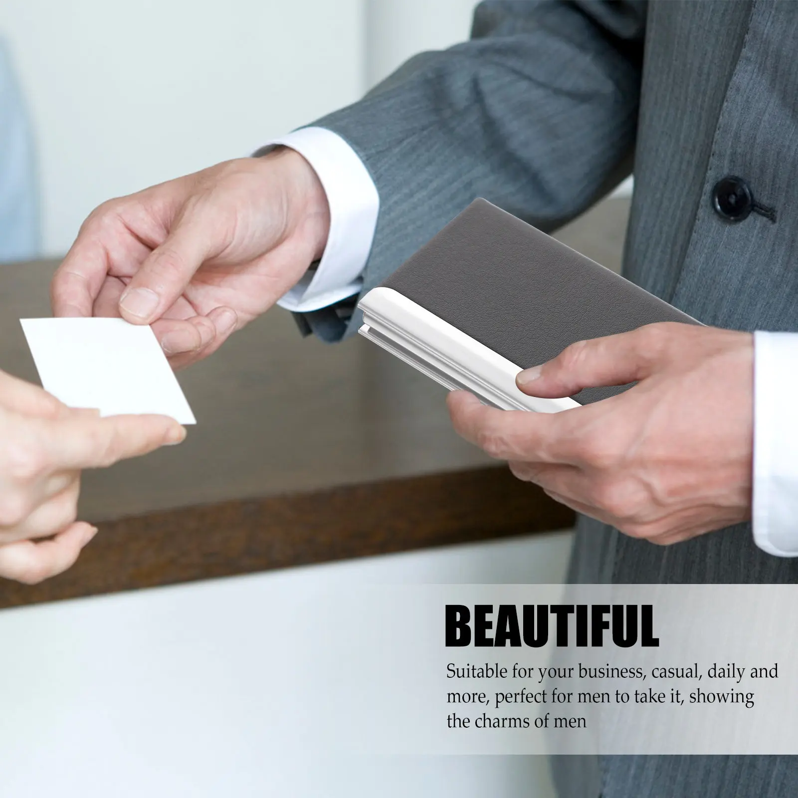 Business Card Holder Stainless Steel Credit Card Wallet Large Capacity Lightweight Portable Secure Buckle Design